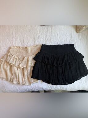 Forever 21 Ruffled Tiered Mini Skirt Set - Black & Cream